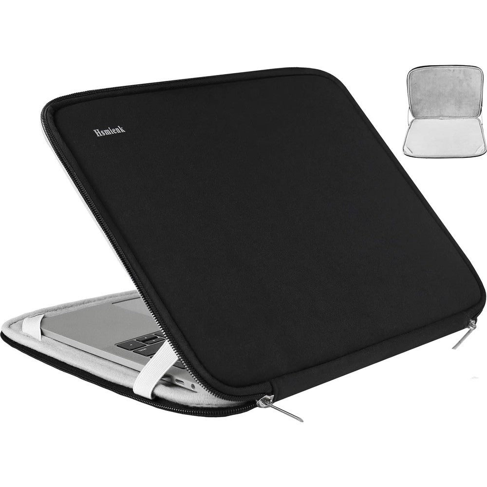 Hsmienk laptop sleeve 15.6 inch black front view protective case