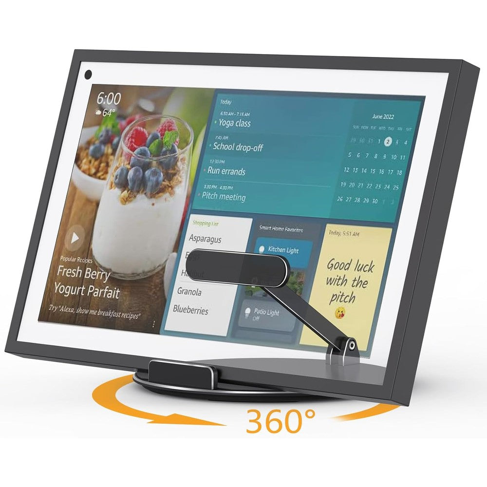 Laivli Echo Show 15 swivel and tilt stand front view in black premium aluminum