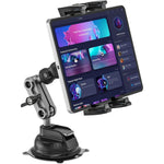 BAISHUN heavy duty truck tablet mount front view showing the aluminum bracket arm and secure device clamp.