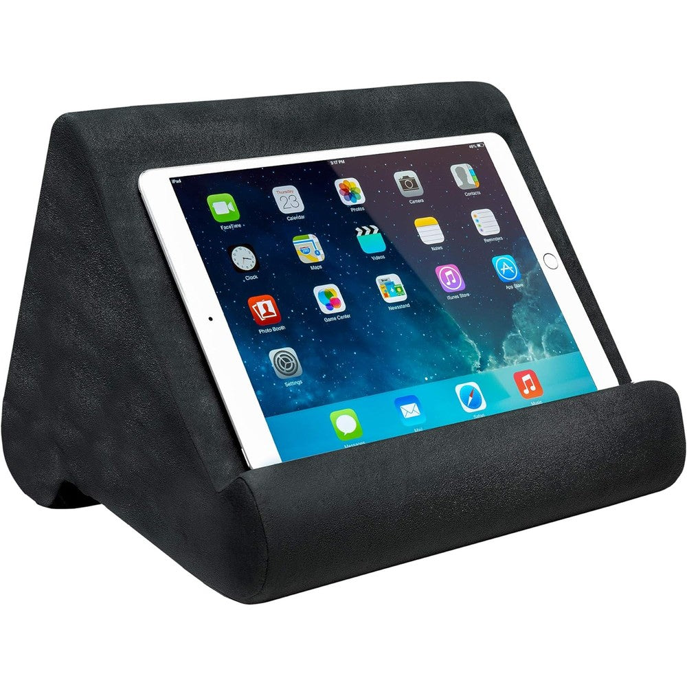 Ontel Pillow Pad Ultra multi angle soft tablet stand front view in charcoal gray