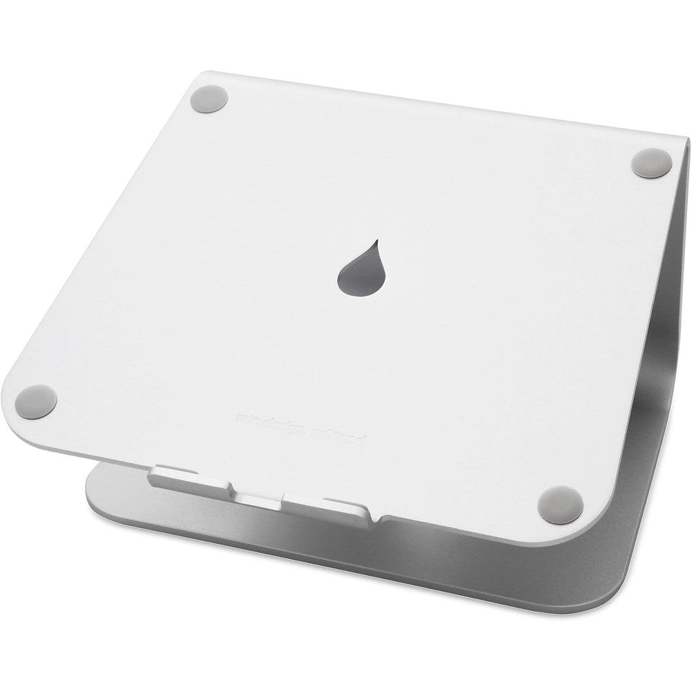 Rain Design mStand laptop stand silver front view ergonomic premium metal riser