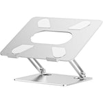 BoYata adjustable multi-angle laptop stand silver front view holding a laptop at eye level.