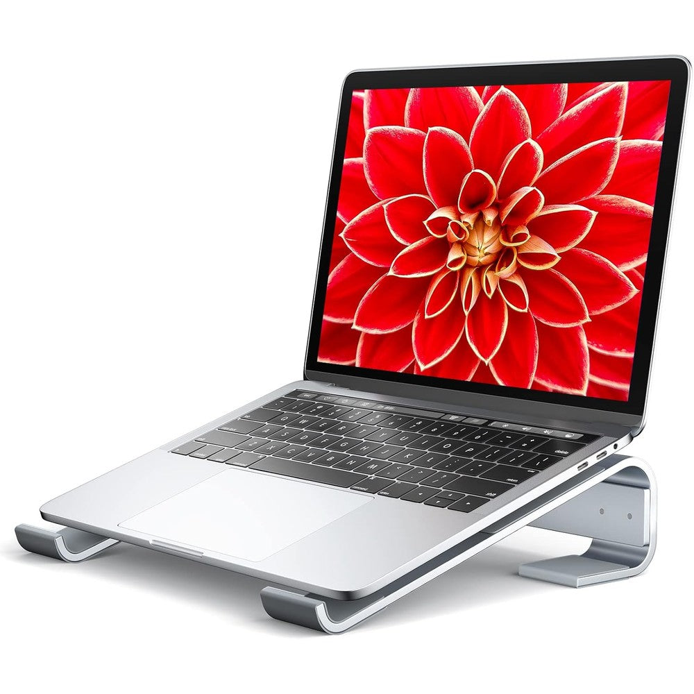 Soqool aluminum laptop stand front view for ergonomic desk setup
