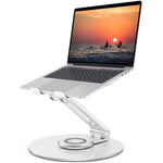 Omoton adjustable laptop stand front view silver aluminum ergonomic riser for office desk