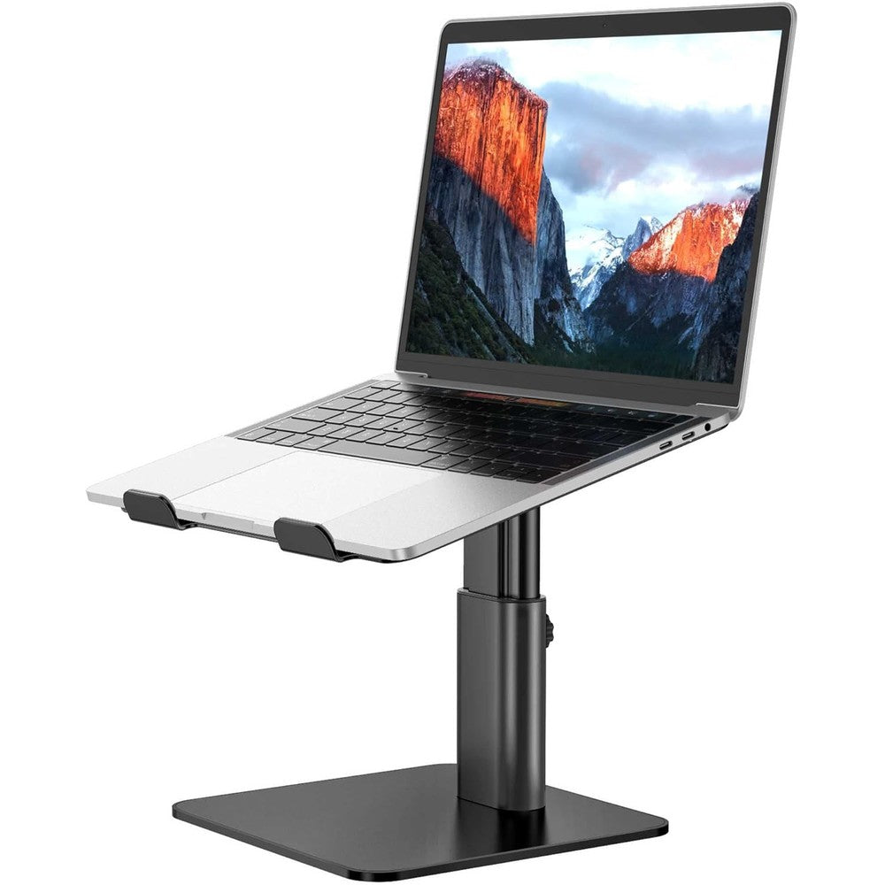 Besign LSX6N ergonomic adjustable laptop stand front view in black aluminum