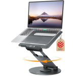 Nulaxy telescopic 360 rotating laptop stand front view gray aluminum ergonomic riser