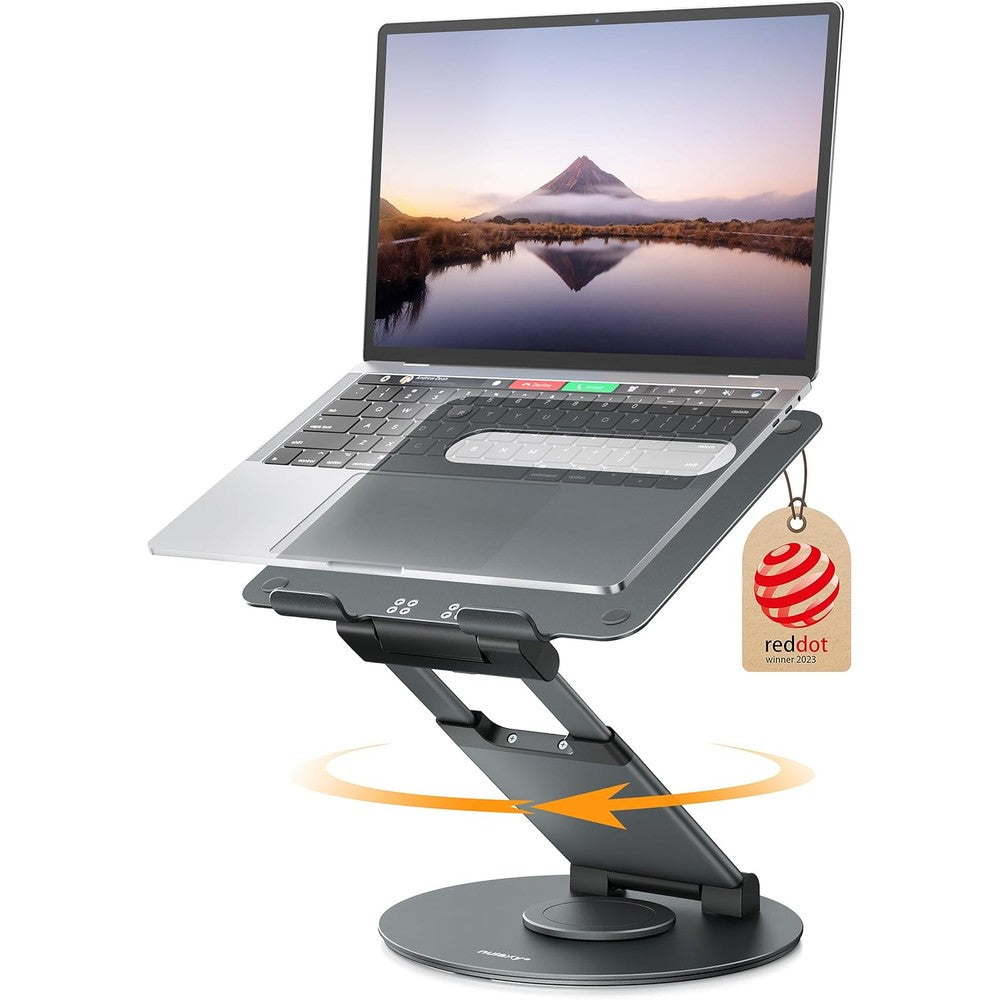 Nulaxy telescopic 360 rotating laptop stand front view gray aluminum ergonomic riser