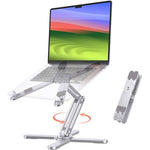 OMOTON LA10 360 rotating laptop stand front view in silver colour.