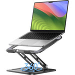 LOXP adjustable laptop stand black front view on office desk