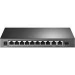 TP-Link TL-SG1210MP unmanaged gigabit desktop switch front view displaying eight power over ethernet ports.