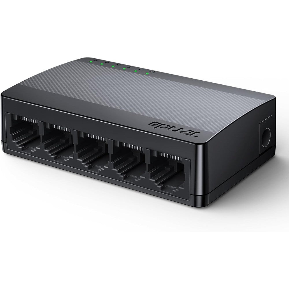Tenda SG105 5 port gigabit switch front view showing the unmanaged ethernet port layout