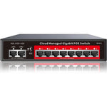 STEAMEMO eight port gigabit PoE switch front view showcasing network ports.
