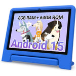 CFVOCUY 10.1 inch kids tablet front view in blue protective case