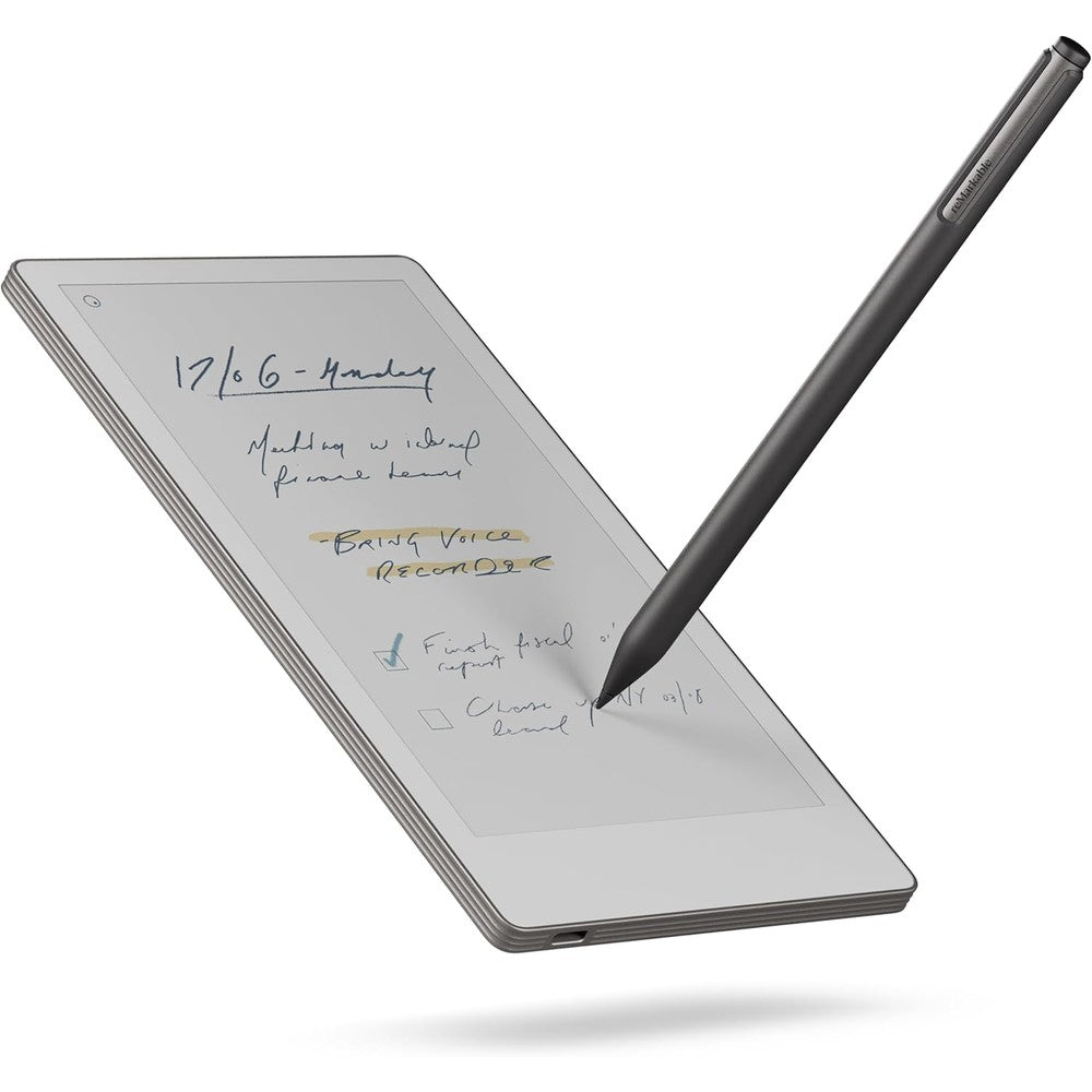 Remarkable Paper Pro Move front view with Marker Plus stylus