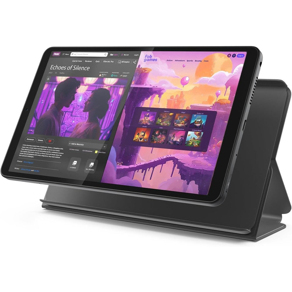 Lenovo Tab One lightweight tablet front view with display on