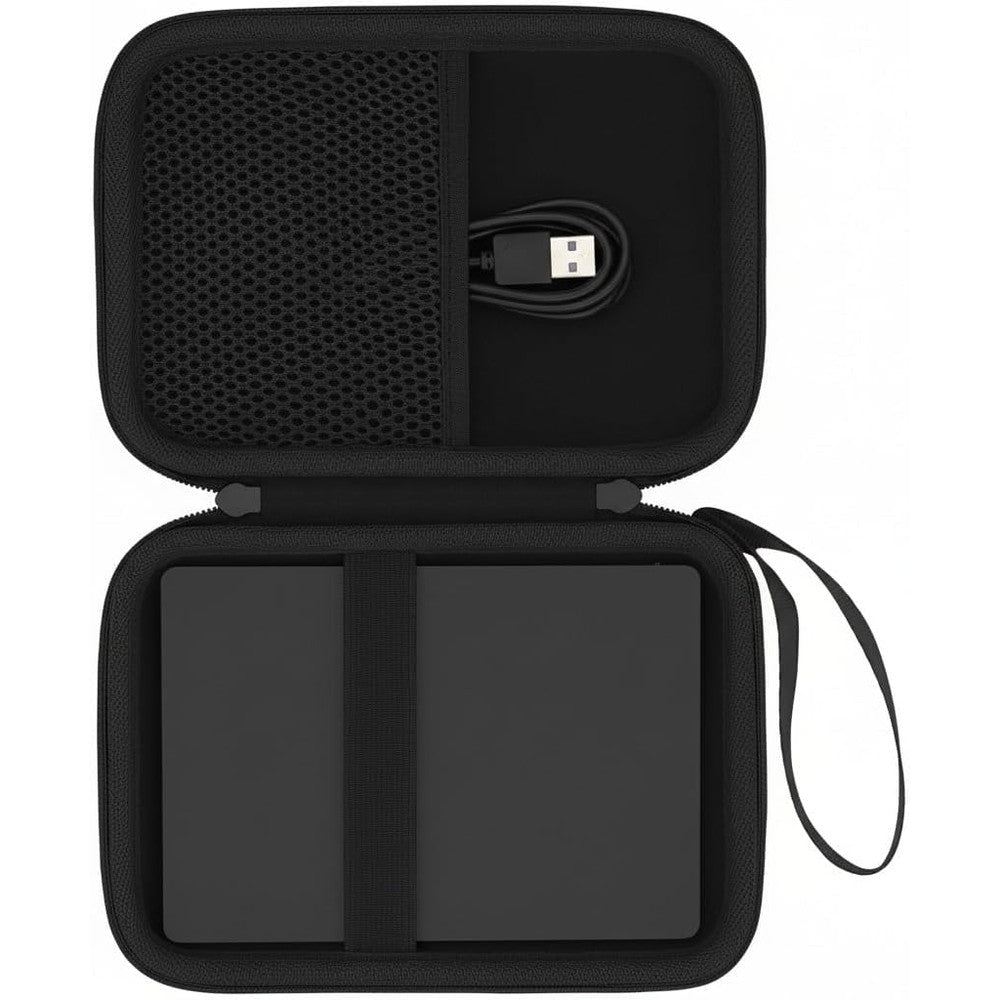 Co2crea hard travel case for Apple Magic Trackpad front view showing black premium textured shell