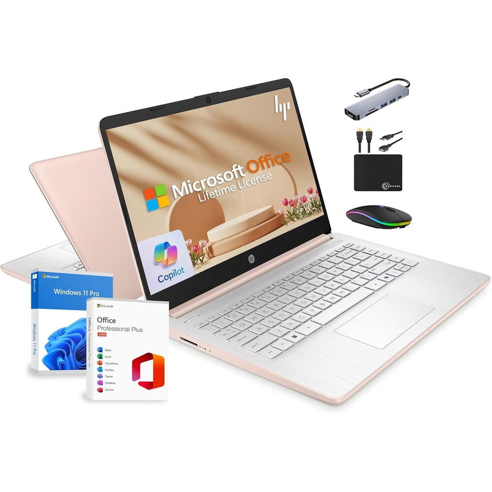 HP 14 Inch 2025 Business Laptop rose gold front view