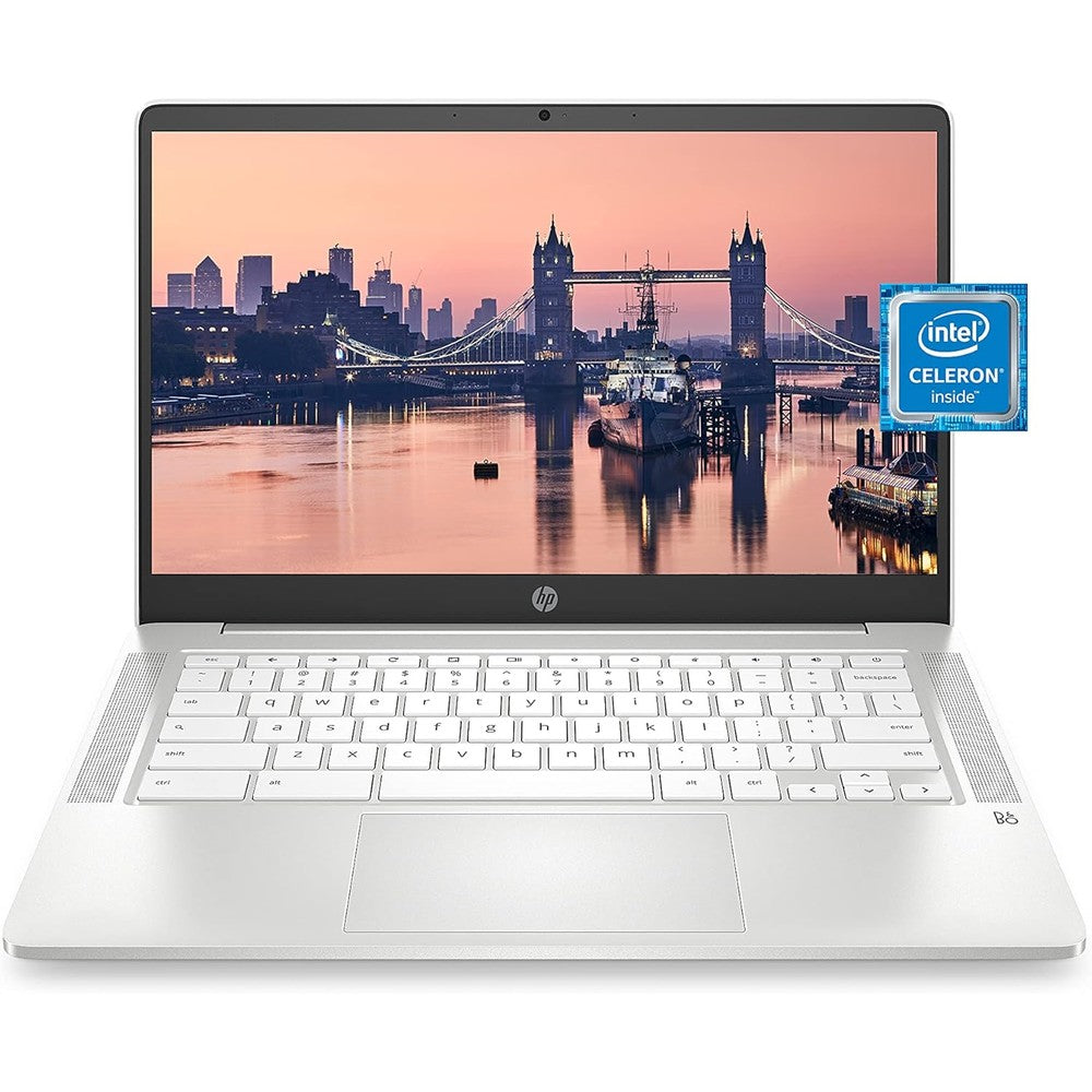 HP Chromebook 14 laptop front view ceramic white finish