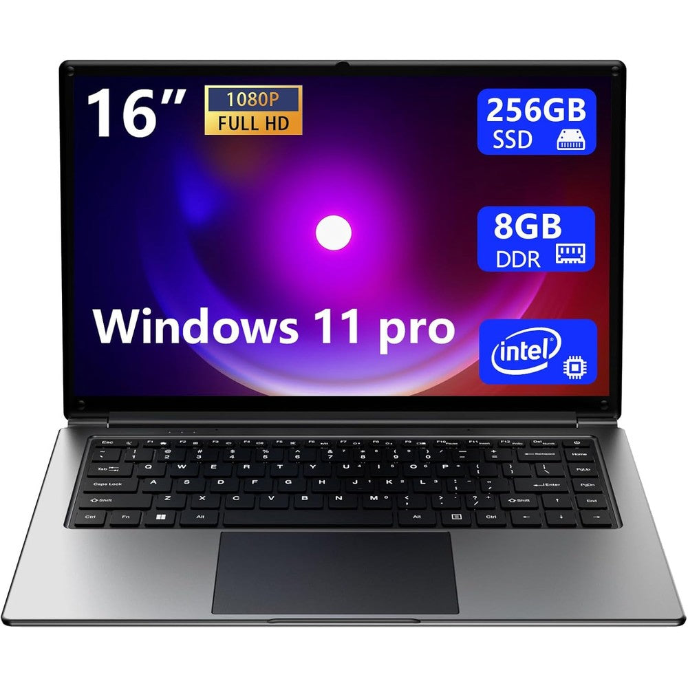 Morostron 16-inch portable laptop front view showing screen