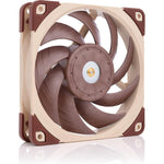 Noctua premium quiet fan front view displaying iconic brown and tan design