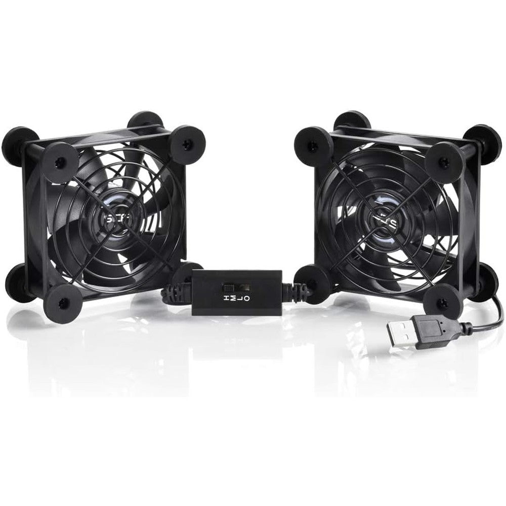 SCCCF dual 80mm USB speed control cooling fan front view showing dual metal iron protective grills