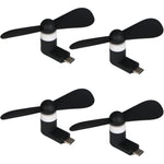 YUNLOVXEE phone fan usb c four pack front view showing premium black portable design