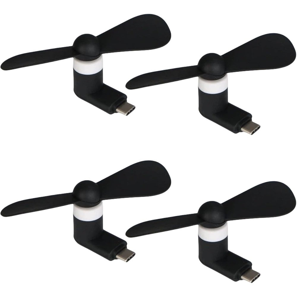YUNLOVXEE phone fan usb c four pack front view showing premium black portable design
