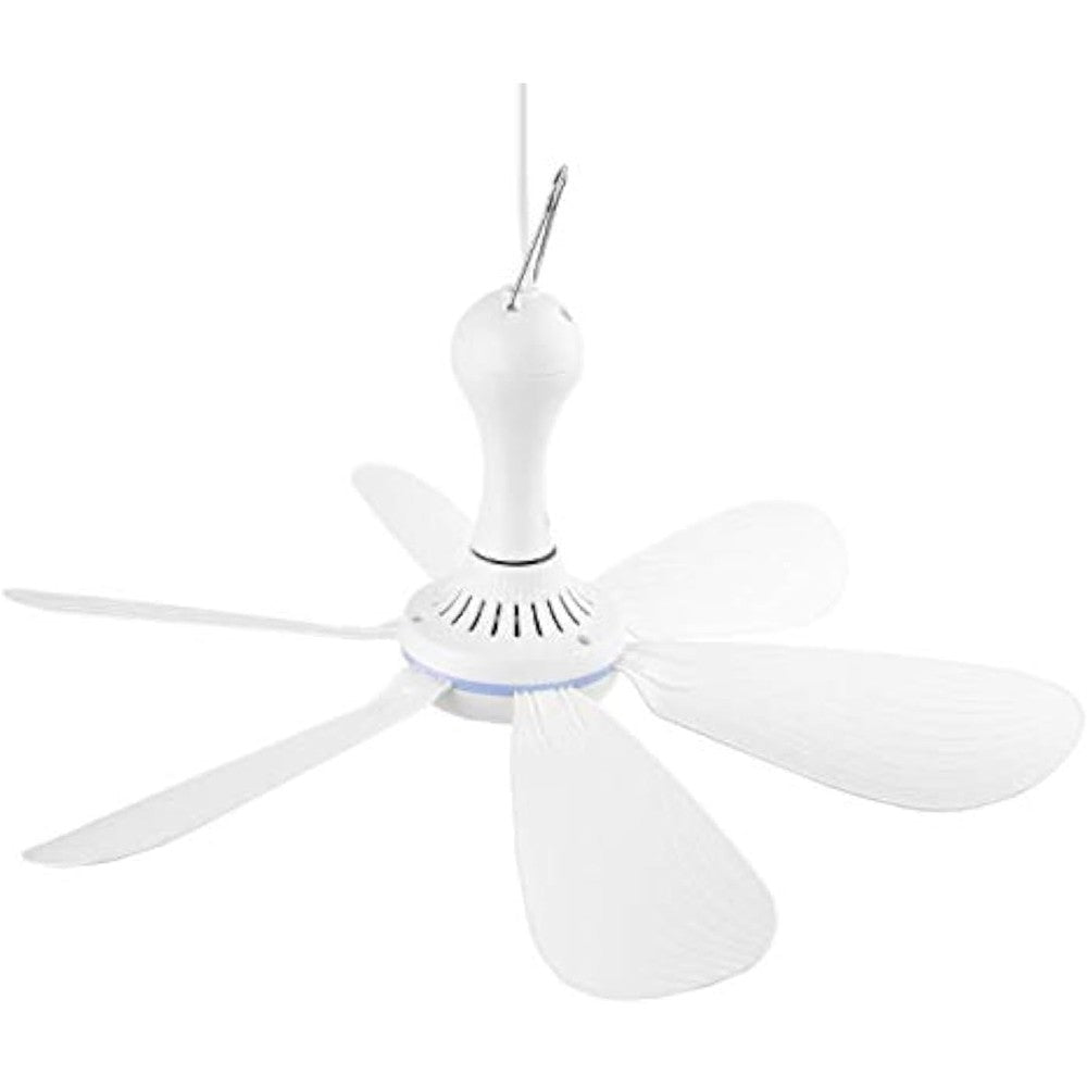 VizGiz small USB ceiling fan front view showing the central white motor hub and six attached plastic blades.