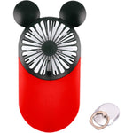 DecoLife cute handheld mini USB fan in red color showing the mouse ears design front view