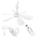 Scooyeees silent USB powered ceiling fan front view with six white blades installed