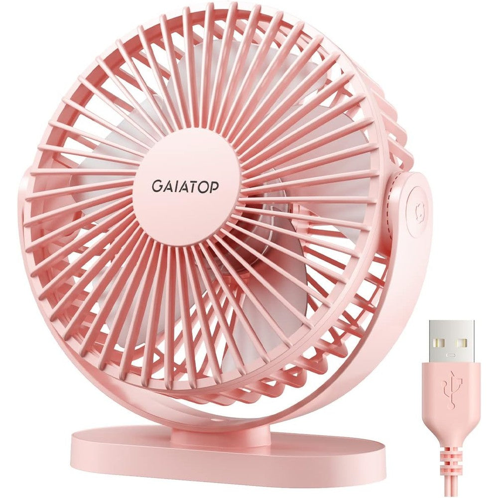 Gaiatop USB Desk Fan pink front view compact personal table fan for office desk cooling