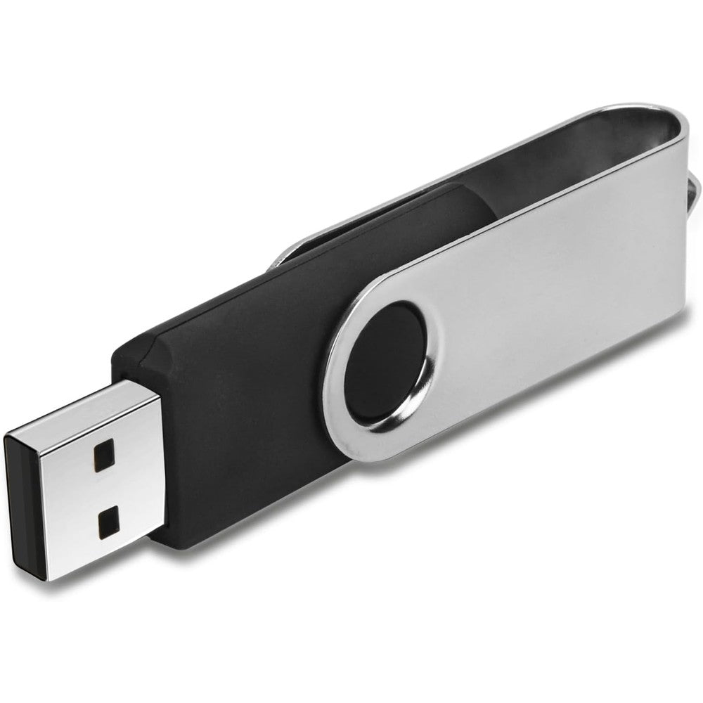IMEASON Swivel 16GB USB Flash Drive front view showing black body and silver metal cover