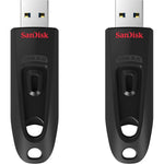 SanDisk Ultra USB 3.0 Flash Drive 2-pack retail front view showing black casing