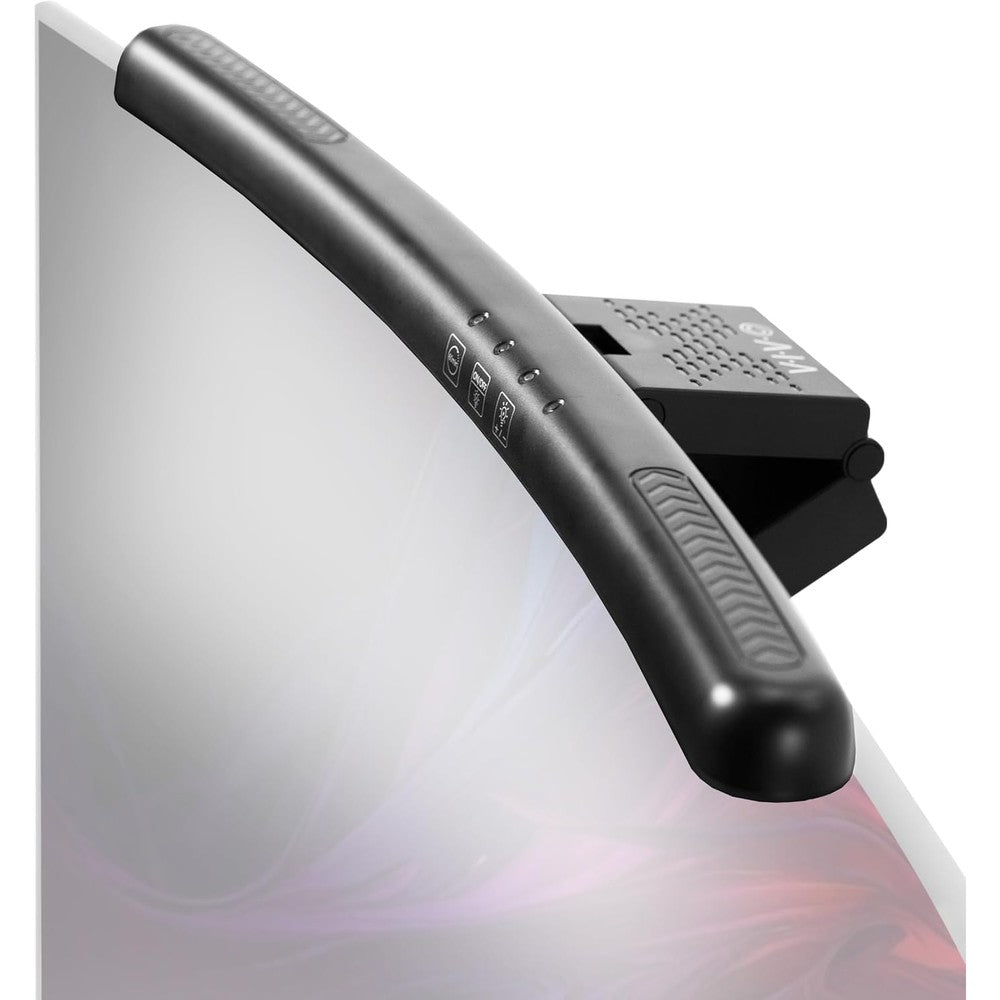 VIVO universal LED curved computer monitor light bar front view mounted on a premium display screen