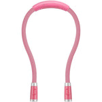 Betensh rechargeable LED neck reading light pink front view highlighting flexible arms.