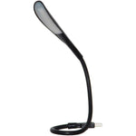 i2 Gear USB Reading Lamp front view showcasing the fourteen LED lights and sleek black plastic finish.