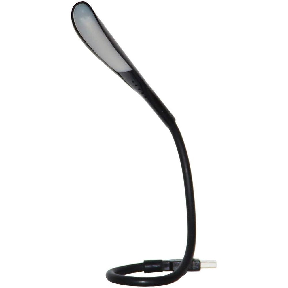 i2 Gear USB Reading Lamp front view showcasing the fourteen LED lights and sleek black plastic finish.