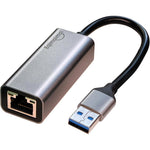 Eqimaimai USB A to Gigabit Ethernet adapter front view showing the premium gray aluminum alloy casing.