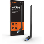 Tenda AX900 Wi-Fi 6 wireless adapter front view highlighting the high-gain antenna.