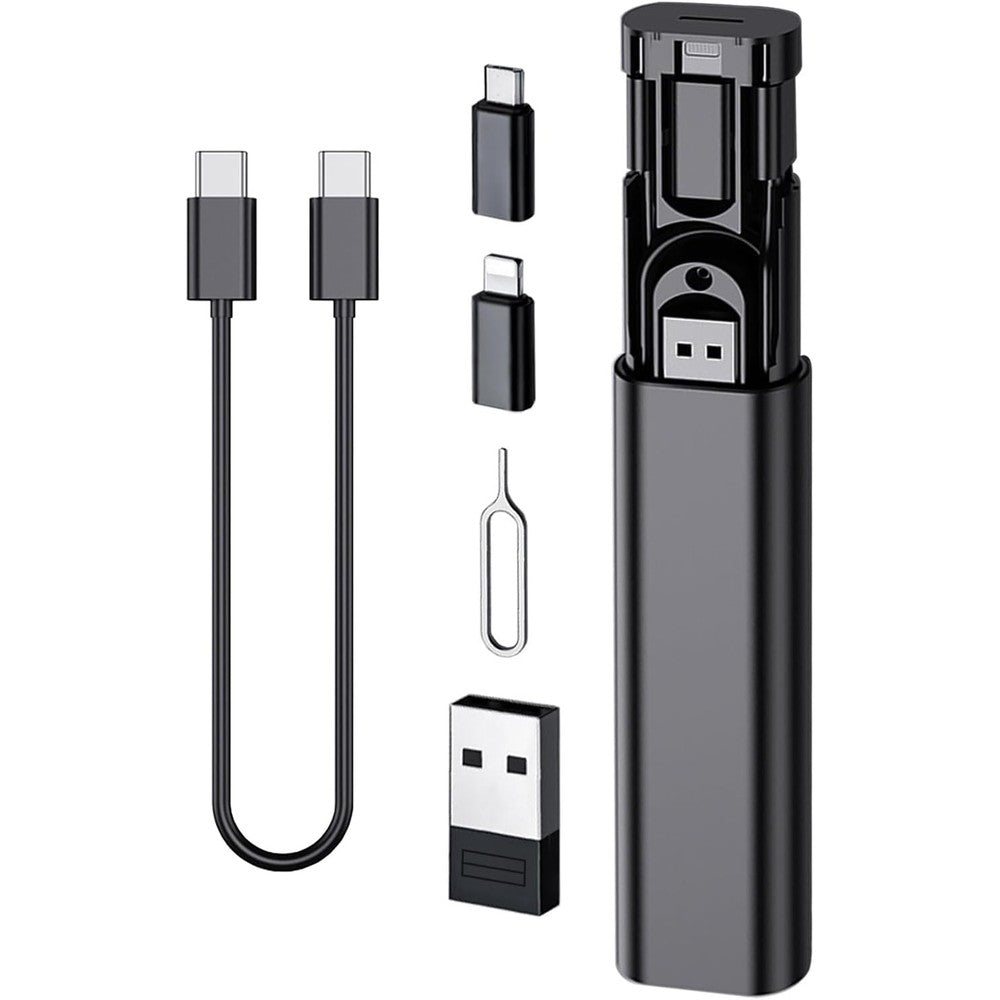 Kinizuxi multi USB charging adapter cable kit front view showing the compact black storage case.