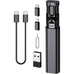 Kinizuxi multi USB charging adapter cable kit front view showing the compact black storage case.