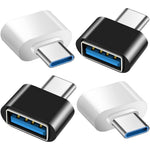 Mepsies USB C to USB Adapter four pack front view showing premium black and white finishes.