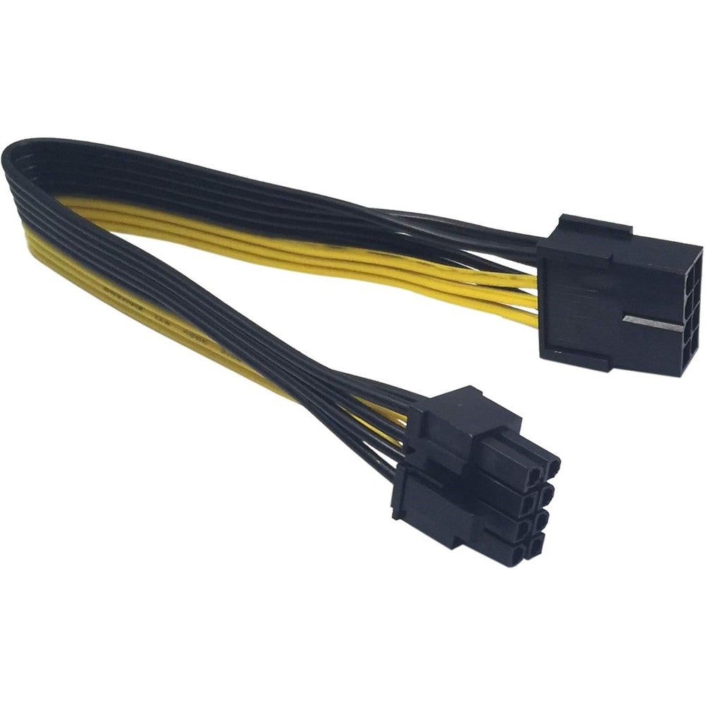 COMeap 8 pin PCIe cable extension 2 pack front view showing yellow and black wiring connectors.