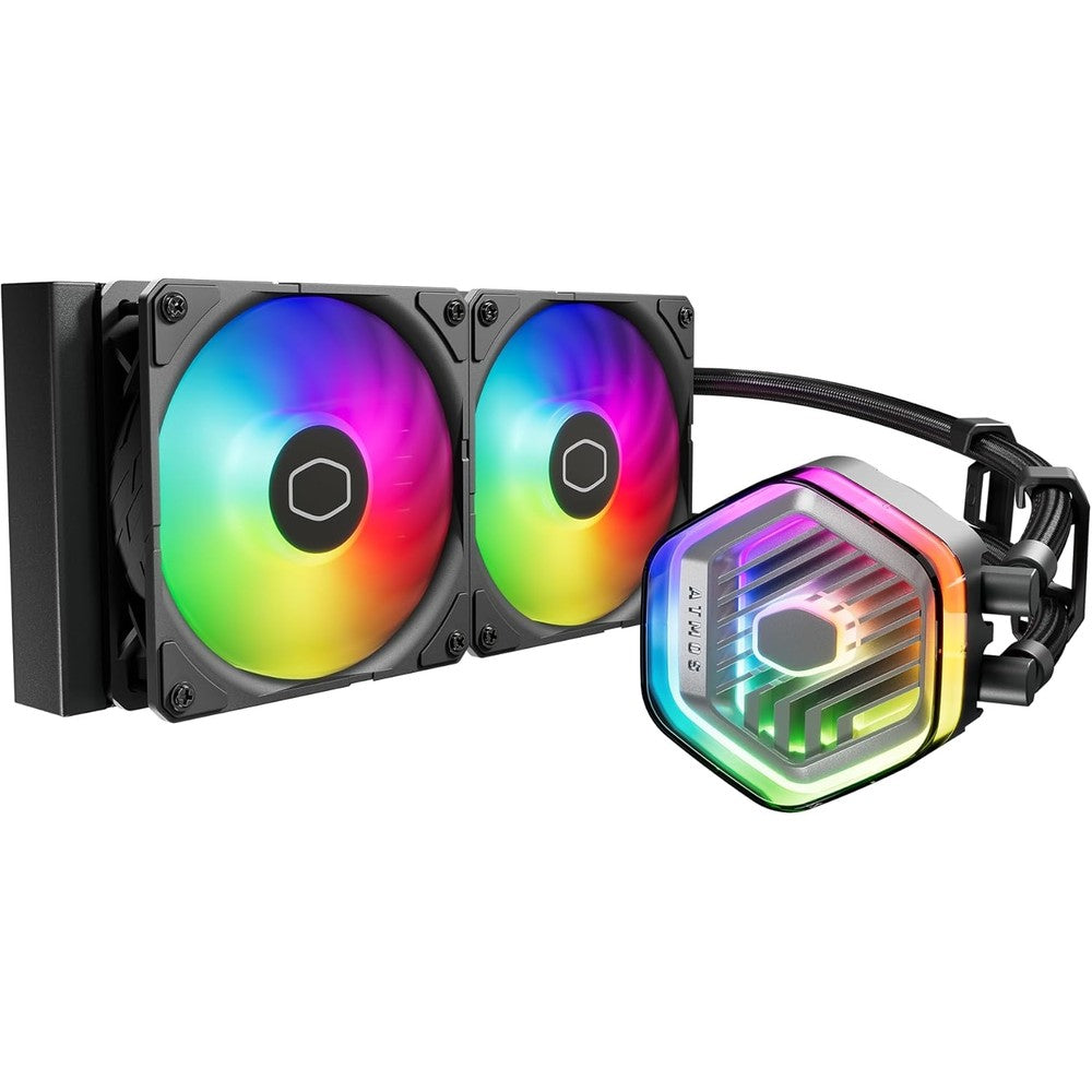 Cooler Master MasterLiquid 240 Atmos premium closed loop all in one liquid CPU cooler front view