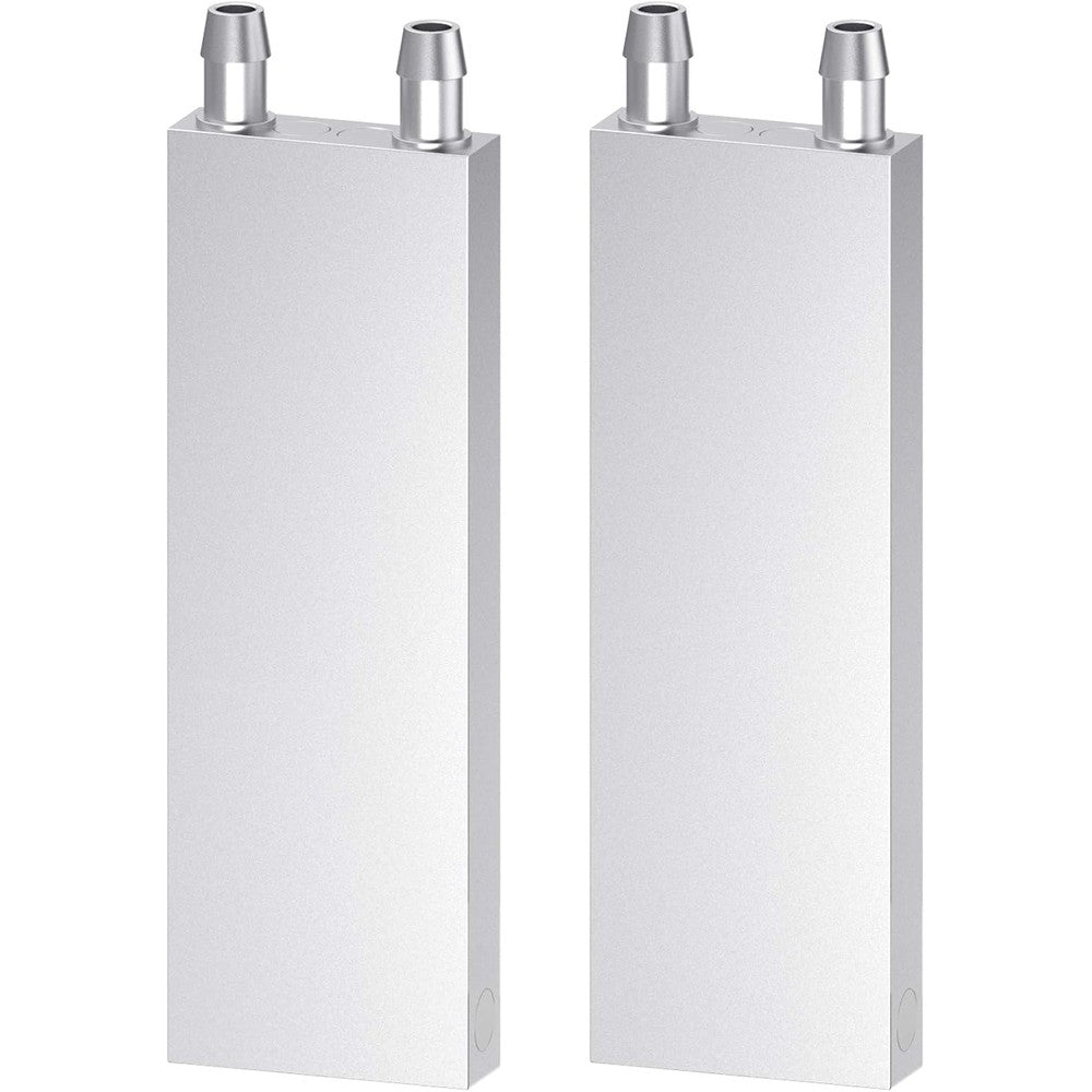 DIYhz aluminum water cooling block front view showing the polished silver surface.