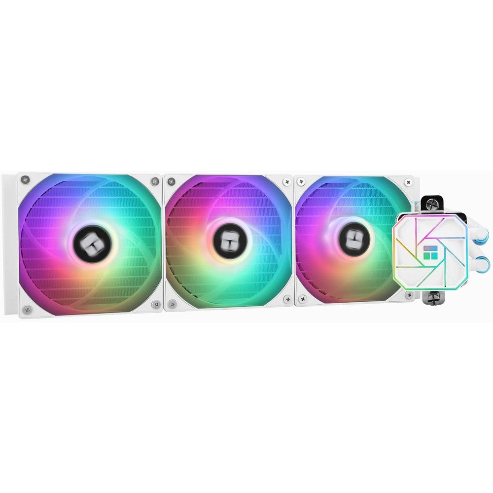 Thermalright Aqua Elite 360 White V3 liquid CPU cooler front view showing radiator and fans