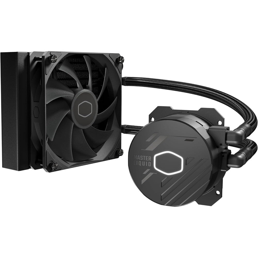 Cooler Master MasterLiquid 120L Core liquid CPU cooler front view showing radiator and fan