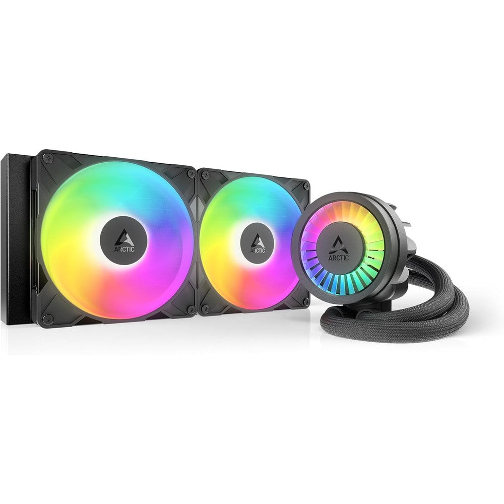 ARCTIC Liquid Freezer III Pro 280 A-RGB liquid CPU cooler front view showing pump block and black radiator