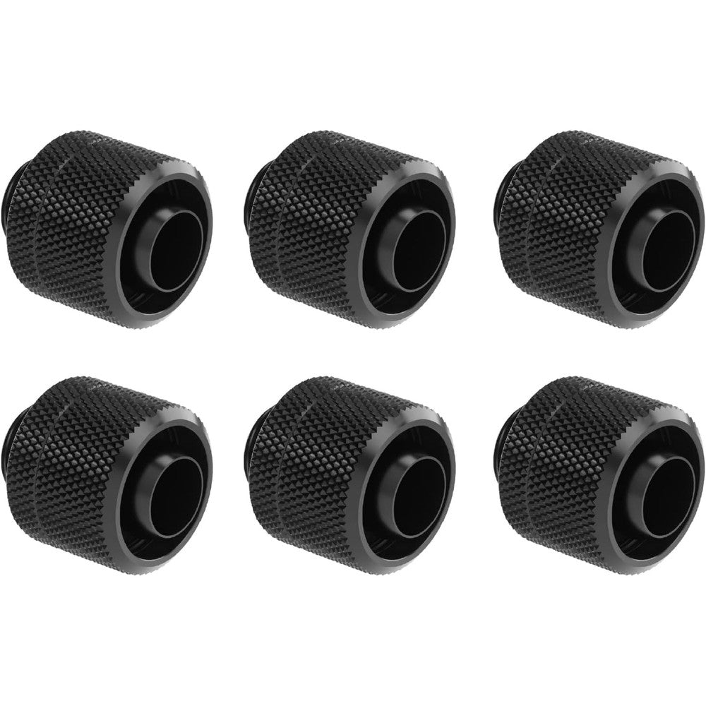 GreenDracaena soft tubing compression fitting pack front view showcasing six premium black brass connectors.