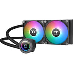 Thermaltake TH240 ARGB Sync Version 2 liquid CPU cooler front view showing the dual fans and infinity mirror pump cap.
